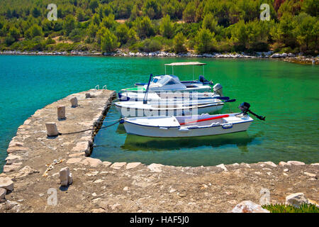 Telascica bay on Dugi Otok island boats in harbor, Dalmatia, Croatia Stock Photo