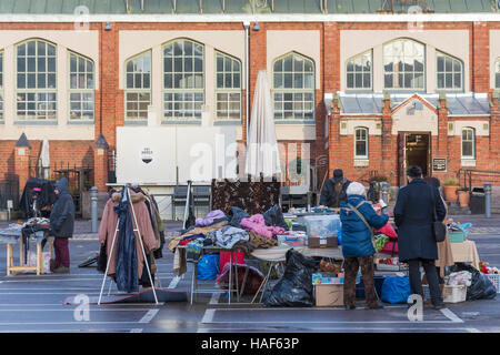 Flea market at Hietalahti Market hall in Helsinki Finland Stock Photo