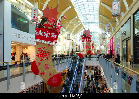 Cardiff, Wales, United Kingdom - November 29, 2016: People doing their Christmas Shopping in St David’s Centre Cardiff Stock Photo