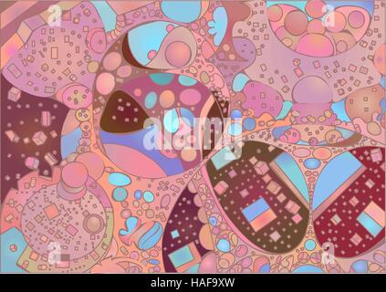 abstract 3d red background with balls and cubes Stock Vector