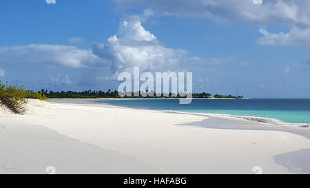 Tropical White Sand Beach Scene in Caribbean Stock Photo