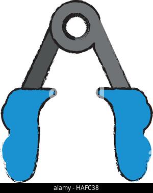 drawing blue handles fitness gym equipment exercise icon Stock Vector