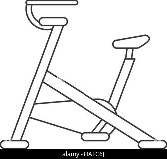 outline stationary bicycle machine gym sport Stock Vector