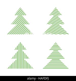 Set of linear graphic stylized Christmas trees Stock Vector