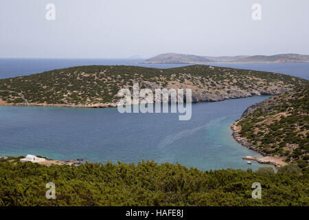The uninhabited beaches and a church on the island of naxos. Stock Photo