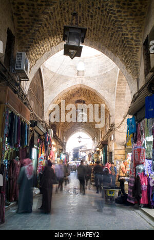 Al Madina Souk in Aleppo, Syria, before it was largely destroyed during the Syrian civil war. Stock Photo