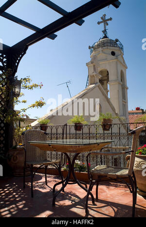 The view over St George Cathedral from a terrace in the Christian Quarter, Damascus' Old Town. Stock Photo