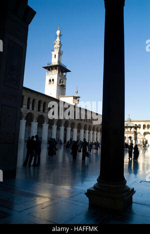 The central courtyard at the Umayyad Mosque in the Old Town of Damascus, Syria. Stock Photo