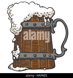 foamy beer in a mug Stock Vector