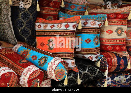 Colorful pillows at street market in Sarajevo , Bosnia and Herzegovina Stock Photo