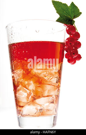 Red currant juice with ice-cubes Stock Photo