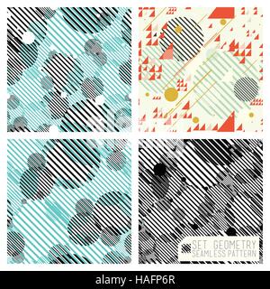 Set of ornamental geometric compositions. colorful background Stock Vector