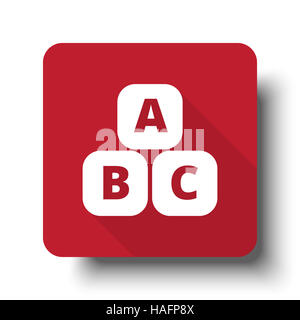 Flat Abc Blocks web icon on red button with drop shadow Stock Photo