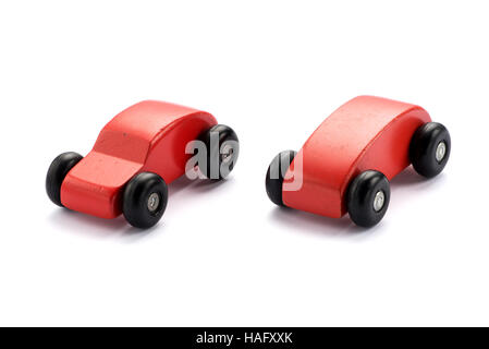 Two different stylized wooden toy cars for kids Stock Photo