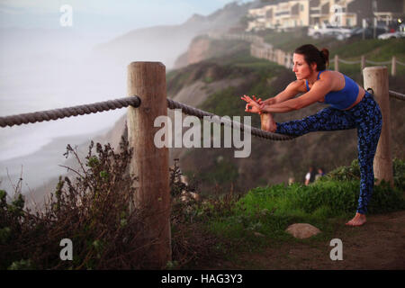 Female Yoga instructor outdoors. Photographed in California, USA Stock Photo