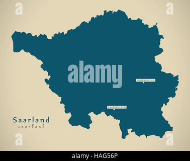 Modern Map - Saarland DE Germany Stock Photo