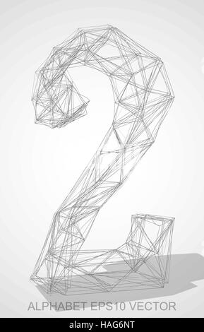 Abstract illustration of a Pencil sketched 2 with Transparent Shadow. Hand drawn 3D 2 for your design. EPS 10 vector illustration. Stock Vector