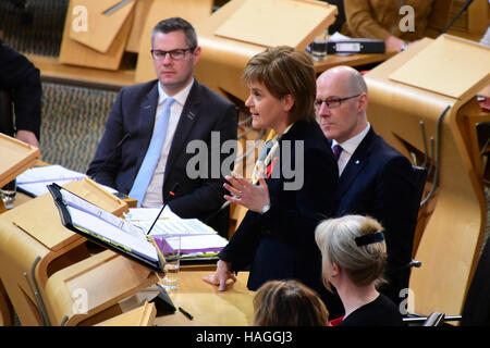 Edinburgh, Scotland, United Kingdom, 01, December, 2016. First Minister Nicola Sturgeon at First Minister's Questions in the Scottish Parliament, Credit:  Ken Jack / Alamy Live News Stock Photo