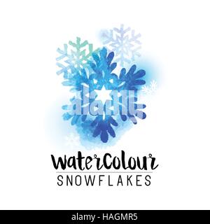 Winter abstract watercolour snowflakes  - vector illustration Stock Vector