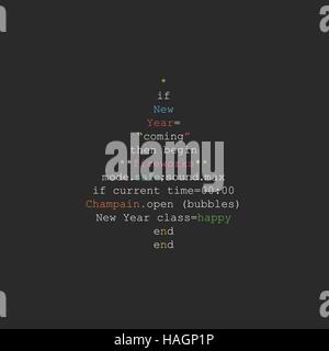 Christmas tree made of programming code in Ruby language Stock Vector