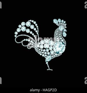 Elegant rooster diamond composition Stock Vector