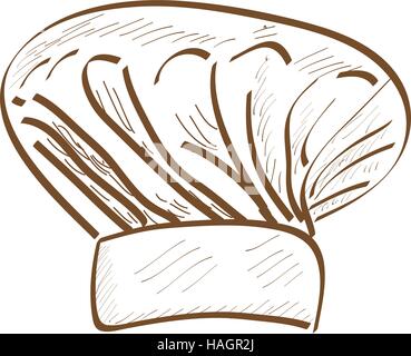 Isolated retro hand drawn baker hat, Vector illustration Stock Vector