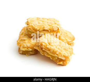 Sweet almond cookies isolated on white background. Stock Photo