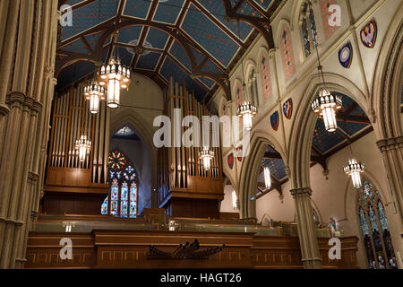 New pipe organ in the choir loft of St Michael's Cathedral Basilica Toronto Stock Photo