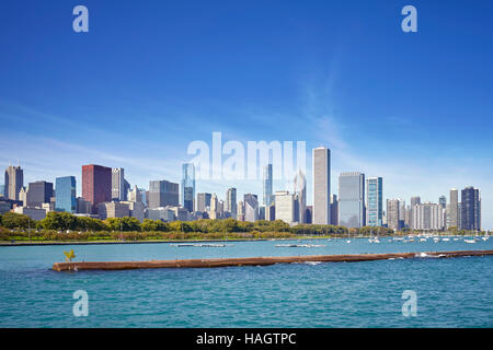 Chicago waterfront and city skyline on a sunny day, USA. Stock Photo