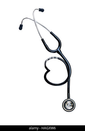 A black stethoscope isolated on white background Stock Photo - Alamy