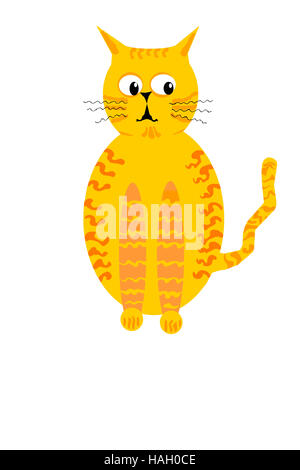 Ginger Cartoon Cat illustration isolated on a white background Stock Photo