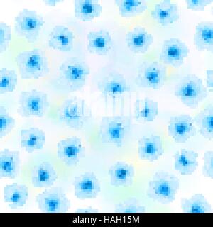 Seamless background pattern of delicate blue Sakura blossom or Japanese flowering cherry symbolic of Spring in a random arrangement on a white backgro Stock Vector