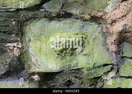 ISLE OF MAN, UK, AUGUST 16, 2016: The touchstone in the Church Tower at Rushen Abbey, Ballasalla, Isle of Man. Property of Manx Stock Photo