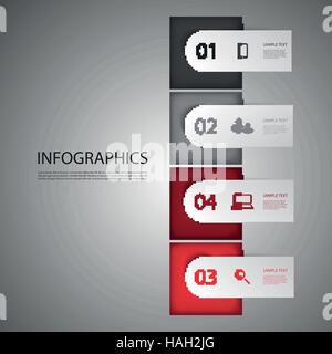 Colorful Numbered Round Banners - Infographic Cover Design with Icons - Illustration in Freely Editable Vector Format Stock Vector