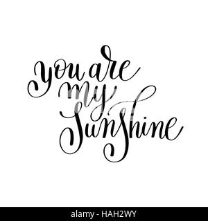 you are my sunshine handwritten lettering quote about love to va Stock Vector