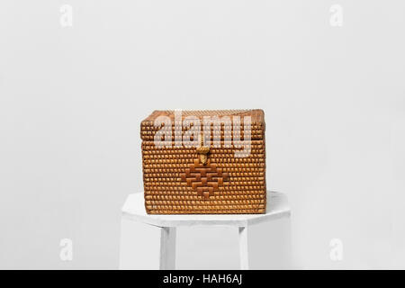The box bamboo isolated on grey background Stock Photo