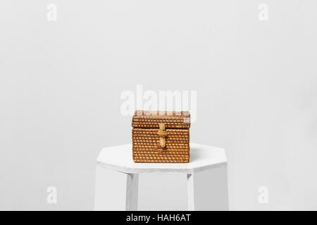 The box bamboo isolated on grey background Stock Photo