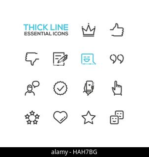 Social Network Signs - Thick Single Line Icons Set Stock Vector