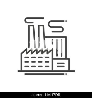 Factory Building - line design single isolated icon Stock Vector