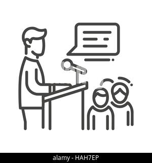 Public Speaker - line design single isolated icon Stock Vector