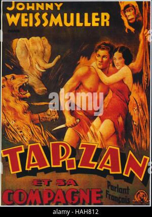 Tarzan and His Mate  Year : 1934  USA  Director : Cedric Gibbons Movie poster (Fr) Stock Photo