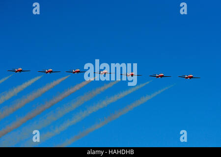 Canadian Forces Snowbirds Squadron 431 flying in formation at an air show Stock Photo