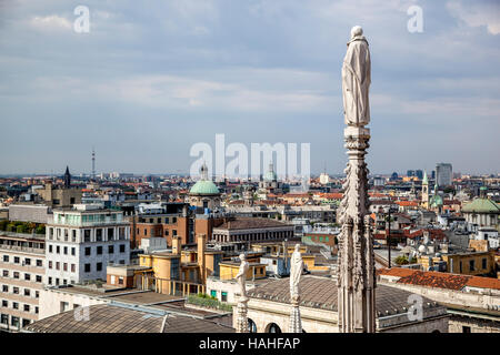 Spires overlooking city, Milan Cathedral (Duomo di Milano), Milan, Italy Stock Photo