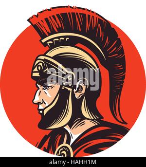 Ancient warrior in helmet symbol. Vector illustration Stock Vector