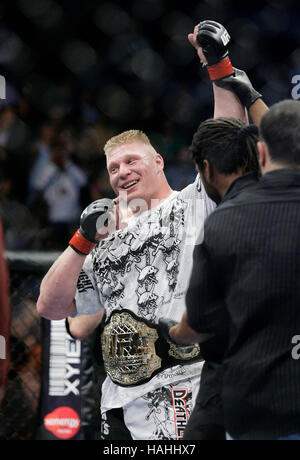 Brock Lesnar after his victory over Frank Mir at UFC 100 at the Mandalay Bay Events Center on July 11, 2009 in Las Vegas, Nevada. Francis Specker Stock Photo