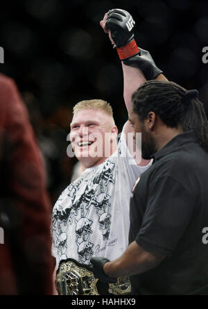 Brock Lesnar after his victory over Frank Mir at UFC 100 at the Mandalay Bay Events Center on July 11, 2009 in Las Vegas, Nevada. Francis Specker Stock Photo