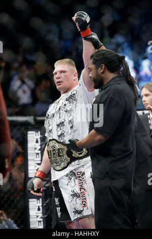 Brock Lesnar after his victory over Frank Mir at UFC 100 at the Mandalay Bay Events Center on July 11, 2009 in Las Vegas, Nevada. Francis Specker Stock Photo