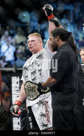 Brock Lesnar after his victory over Frank Mir at UFC 100 at the Mandalay Bay Events Center on July 11, 2009 in Las Vegas, Nevada. Francis Specker Stock Photo