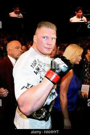 Brock Lesnar after his victory over Frank Mir at UFC 100 at the Mandalay Bay Events Center on July 11, 2009 in Las Vegas, Nevada. Francis Specker Stock Photo