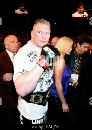 Brock Lesnar after his victory over Frank Mir at UFC 100 at the Mandalay Bay Events Center on July 11, 2009 in Las Vegas, Nevada. Francis Specker Stock Photo